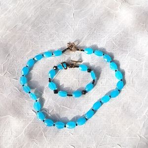 Blue Necklace and Bracelet Set